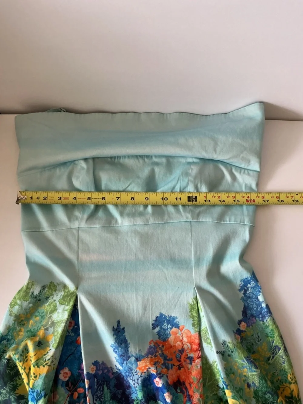 Anthropologie Landscape Floral Midi Dress Blue Fit & Flare Garden Artsy Size S - Picture 9 of 11